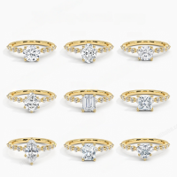 wholesale 18K/9K/10K/14K Gold Plated 1ct Moissanite Ring with Certificate, Light Luxury Cross-Border Ring with High-End Feel-9k gold ring with 1 carat moissanite (note item number)  US size 9 (domestic size 20)