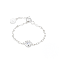 wholesale 925 Sterling Silver Light Luxury Zircon Inlaid Adjustable Open Ring For Women-White Gold#1 Opening adjustable