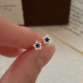 wholesale S925 Sterling Silver Five-Pointed Star Resin Drop Earrings for Women, Small and Minimalist, Fresh Style, Best Friend Matching, Student Earrings, Trendy Ear Accessories-0-0