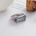 wholesale S925 Silver Retro Antique Style Resin-Inlaid Southern Red Agate Auspicious Cloud Abacus Rotatable Open Ring-0-2