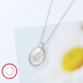 wholesale S925 silver necklace, small and unique vintage elegant collarbone chain for women with 3D tulip and white shell pendant, cross-border supply-0-3