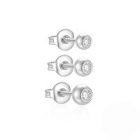 wholesale Sterling Silver Bead Stud Earring Set With Rhinestones, Trendy Ins Style European And American Best-seller-3 pieces set Platinum 925 silver