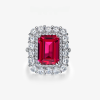 wholesale 925 Sterling Silver Shipei Jewelry New Luxury 10ct Ruby Ring Hand-Set 10*14 Geometric Elegant Women's Ring-Cultivation Red Treasure 10*14【R1160】 No.5