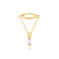 wholesale S925 Sterling Silver Geometric Zircon Accent Tassel Chain Cartilage Ear Cuff-Single gold #4