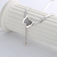 wholesale S925 Sterling Silver Korean Japanese Internet Celebrity Sweet and Edgy Style Snake Chain 3D Butterfly Pendant Tassel Choker Necklace-YFL262/approx. 11.08g 925 silver