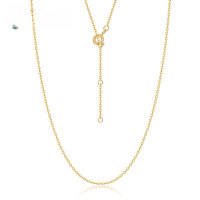 wholesale S925 Sterling Silver Adjustable Length Minimalist Necklace, Gold Plated Collarbone Chain, Direct from Manufacturer-10K gold + swimming paint (1.5MM)
