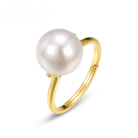 wholesale 925 Silver Korean New Simple and Fashion Pearl Ring Ins Style Adjustable Opening Wholesale from Manufacturer-10K gold + swimming paint Adjustable opening