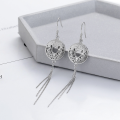 wholesale S925 Sterling Silver Ethnic Chinese Style Creative Auspicious Hollow-Out Tassel Elegant Earrings Trendy Design Earrings for Women-0-0