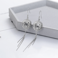 wholesale S925 Sterling Silver Ethnic Chinese Style Creative Auspicious Hollow-Out Tassel Elegant Earrings Trendy Design Earrings for Women-470RM/approx. 4.3g/pair 925 silver