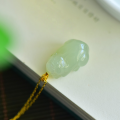 wholesale 18K gold set with natural Hetian jade Qinghai material Pi Xiu pendant, unisex style, green jade Pi Xiu jade pendant necklace-0-2