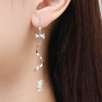 wholesale Sterling silver YaXi French bow tassel earrings, versatile drop new trend personality earrings-ES006206 925 silver