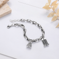 wholesale S925 Sterling Silver Retro Thick Chain Abacus Wealth Character Charm Bracelet Ethnic Style Trendy Women's Accessory-0-1