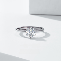wholesale S925 Sterling Silver Jewelry, 1ct Zircon Six-Prong Personalized Diamond Ring, Minimalist Openable Adjustable Ring-Six-claw ring [zircon] &gt; [S925 silver] with adjustable opening
