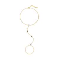 wholesale S925 Sterling Silver Zircon-accented Women's Ring Chain Love Evil Eye Bracelet For Layered Stacking-Gold 925 silver