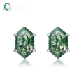 wholesale S925 Sterling Silver Cross-Border Thermally Harvested Geometric Moss Agate Statement Earrings for Women,-0-0