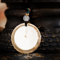 wholesale 999 Solid Silver New Chinese Style Hollowed-Out Gold-Traced Auspicious Words Round Pendant Necklace with Bagua Mountain Spirit Coin Charm-[A Hundred Blessings and Auspicious Words] Approximately 15.6g TL014592 999 Pure Silver