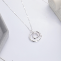 wholesale S925 Silver Cloud Tide Pavilion Fashion Minimalist Geometric Double Buckle Luxury Style Versatile Necklace for Women-0-1