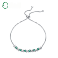 wholesale S925 Sterling Silver Cultivated Emerald Oval Fashion Elegant Adjustable Bracelet for Women Cross-Border Supply-0-0