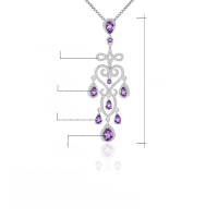 wholesale S925 Silver Designer Luxury Gemstone Pendant French Romantic Elegant Natural Amethyst Necklace Pendant-Natural amethyst pendant (with silver chain)
