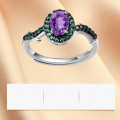 wholesale S925 Silver Adjustable Open Ring with Natural Amethyst Gemstone, Designer Style Thorn Flower Bud-0-3