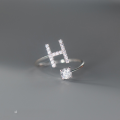 wholesale Metal S925 Silver Nalan Your Name Korean Style Single Diamond 26 English Letters Adjustable Ring J3869-0-12