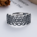 wholesale S925 Sterling Silver Retro Ins Minimalist Style Thai Silver Hollow-Out Unisex Adjustable Statement Ring-0-1