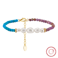 wholesale 14K Gold, S925 Sterling Silver, Turquoise, Natural Freshwater Pearl Adjustable Bracelet for Cross-Border Wholesale-0-5