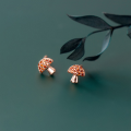 wholesale S925 Sterling Silver Ear Studs for Women, Mini Vegetable Style, Simple Diamond-Inlaid Small Mushroom Semi-Circle Korean Version Ear Accessories G4294-0-0