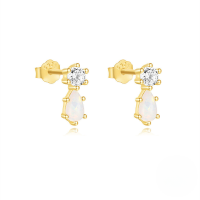 wholesale S925 Sterling Silver With Zircon, Pearl, And Planet Design Earrings, Trendy In-Gold#5 925 silver