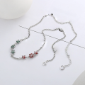 wholesale S925 Sterling Silver Korean-style Drip Glaze Colored Enamel Creative Niche Design Color-Block Star Leaf Flower Necklace-0-2