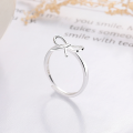 wholesale S925 Sterling Silver Fashion Korean Japanese Cute Bow Unique Trendy Niche Luxury Adjustable Ring-0-2