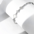 wholesale S925 Sterling Silver White Shell Clover Bracelet for Women, Small Niche Design, Exquisite and Versatile Wrist Accessory, Light Luxury Jewelry Wholesale-0-1
