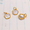 wholesale Gold-plated S925 silver white shell spacer gasket semi-finished DIY jewelry crystal gemstone bracelet necklace accessories-0-6