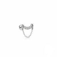 wholesale S925 Sterling Silver Flat-back Push-piercing Exquisite Zircon Earrings, European-american Style-Single platinum #4