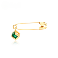 wholesale 925 Silver Autumn and Winter New Personalized Trendy Spiral Green Zircon Brooch Wholesale-10K gold + swimming paint