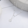 wholesale S925 Sterling Silver European and American Cross-Border Round Pendant with "Fu" Character Fashion OL Ins Style Personalized Double-Layer Necklace-0-0
