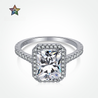 wholesale S925 Sterling Silver Cross-Border Women's Luxury Square 5A Zircon Simulated Diamond Ring Fashion Jewelry Wholesale-Platinum White DY120223-SW-WH 5