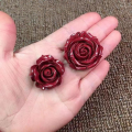 wholesale Metal material natural high-content cinnabar rose pendant necklace, sweater chain, handmade DIY cinnabar jewelry accessory-0-1
