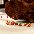 wholesale S925 silver gold-plated enamel cloisonné sun moon stars lion dance round bead spacer bead DIY silver jewelry accessories-0-0