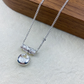 wholesale Ag999 Silver Auspicious Pattern Little Plump Blessing Plain Silver Necklace Fashion New Chinese Style High-End Design Versatile Collarbone Chain-0-0