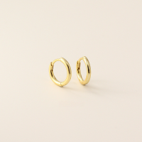 wholesale S925 Sterling Silver Minimalist Korean Plain Circle Round Ear Studs Light Surface Multiple Sizes Stackable Ear Hoops-7mm yellow gold (original small)  925 silver