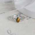 wholesale Gold-plated Sterling Silver Dainty and Elegant Natural Tiger's Eye Stone Ring with Oval Horse Shoe Buckle Vintage Jewelry from Manufacturer-0-5