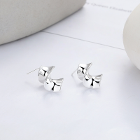 wholesale S925 sterling silver Korean-style light luxury creative wrinkled wave-shaped earrings, ins versatile commuting ear accessories-444RM/approximately 6.1g/pair>925 silver