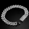 wholesale Full Size Cross-Border Hot Selling Sterling Silver Plated Moissanite Hip Hop 8/10/12/14/16mm Ultra Sparkly Cuban Chain Bracelet-0-12