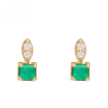 wholesale 10K Gold Vintage Elegant Minimalist Green Gemstone Moissanite Stud Earrings for Daily Wear Wholesale Jewelry-0-0