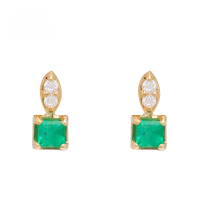 wholesale 10K Gold Vintage Elegant Minimalist Green Gemstone Moissanite Stud Earrings for Daily Wear Wholesale Jewelry-Emerald earrings>10k
