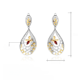 wholesale S925 Silver Designer Natural Style Garnet Earrings, Bee Honeycomb Design, Natural Gemstone Stud Earrings-0-4