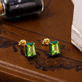 wholesale 925 Sterling Metal Geometric Pastel Green Olive Ear Studs for Women, Crystal Earrings, Enamel Square Ear Accessories Wholesale-0-0