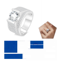 wholesale 18K White Gold Plated European and American Cross-Border Luxury 3-Carat Moissanite Shiny High-End Business Extravagance Full-Set Wide Band Men's Ring-0-6
