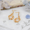 wholesale S925 silver plated with 14K gold, asymmetrical musical note design, hollow-out white zirconia earrings in a fresh and sweet style-0-3